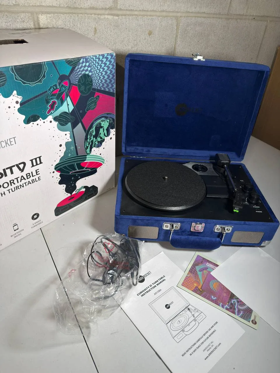 Arkrocket Curiosity Bluetooth Turntable 3-Speed Record Player image indicator(2)