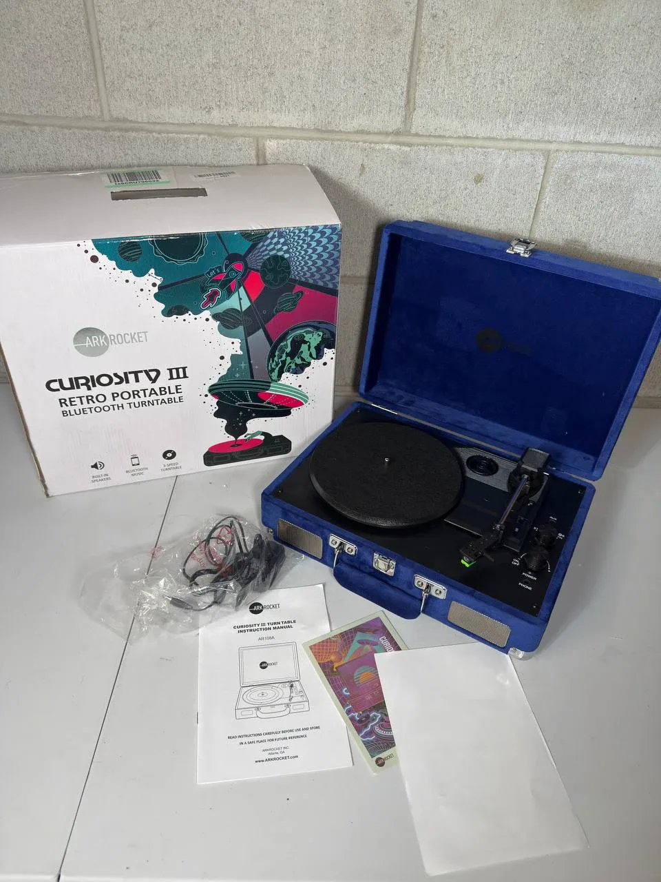 Arkrocket Curiosity Bluetooth Turntable 3-Speed Record Player image indicator(6)