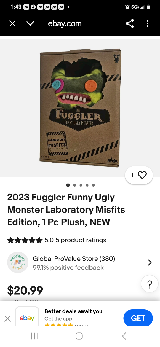 New Fugglers Funny Ugly Monster Laboratory Misfits Plush - photo 3