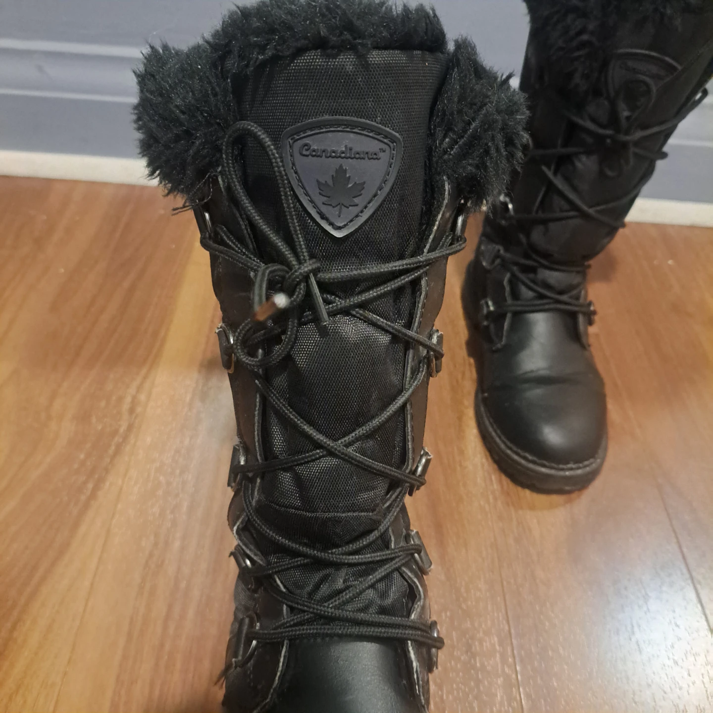 Canadiana Black Lace Up Winter Boots - photo 4