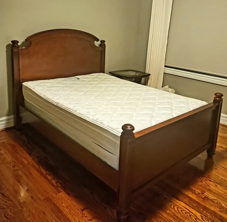 Wooden Bed Frame with Mattress
