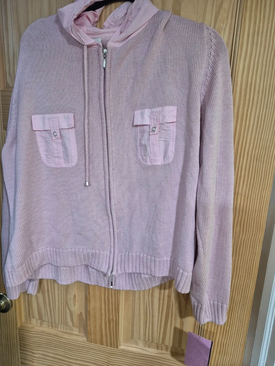 Marina Rinaldi Zip Front Hoodie in shell pink XL
