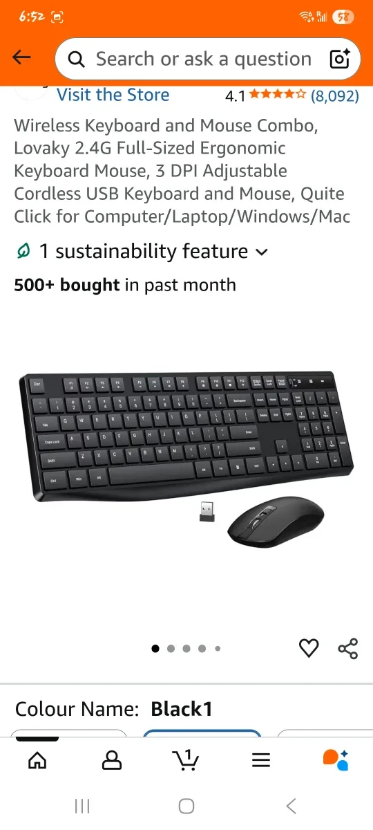 Lovaky Wireless Keyboard and Mouse Combo - Black