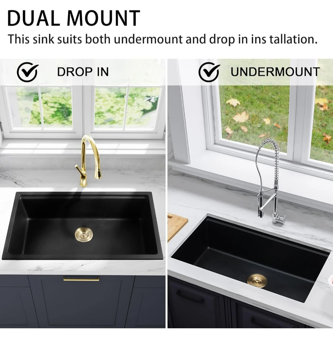 32" x 18" Black Kitchen Sink - photo 3