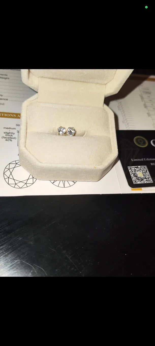 Moissanite Stud Earrings, 5.0mm