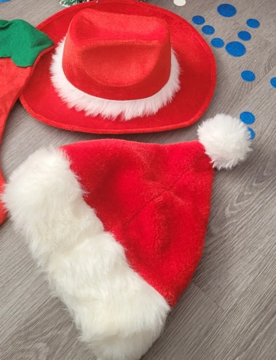 Christmas Stocking, Hat and Cowboy Hat