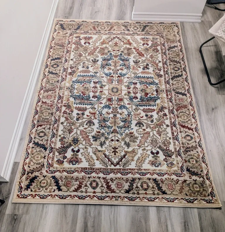 Area Rug - Beige, Red, Blue