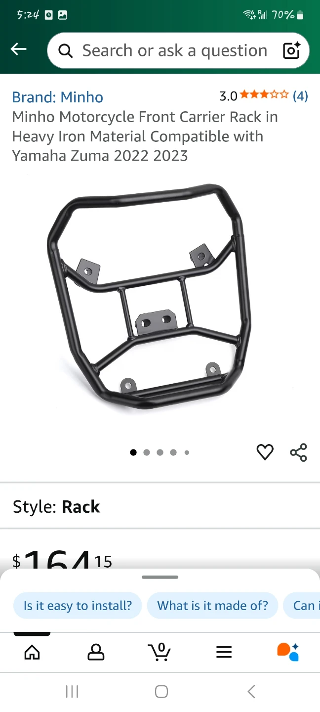 Minho Motorcycle Front Carrier Rack for Yamaha Zuma 2022-2023