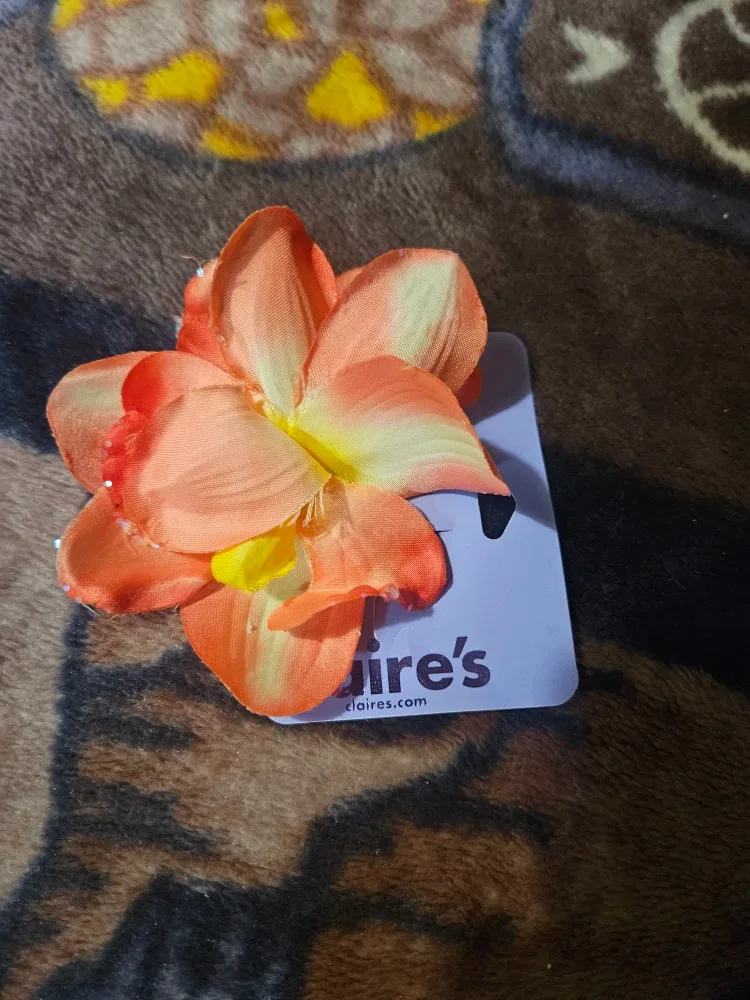 Claire's Flower Hair Clip - Orange