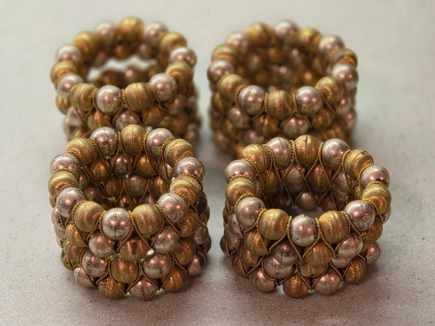 Set of 4 Gold & Silver Beaded Napkin Rings image indicator(2)