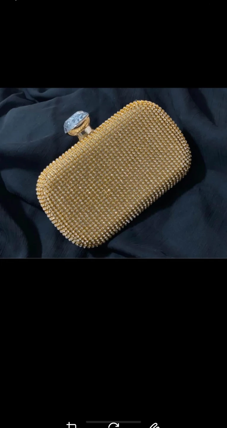 Gold Rhinestone Clutch with Gem Clasp - photo 2