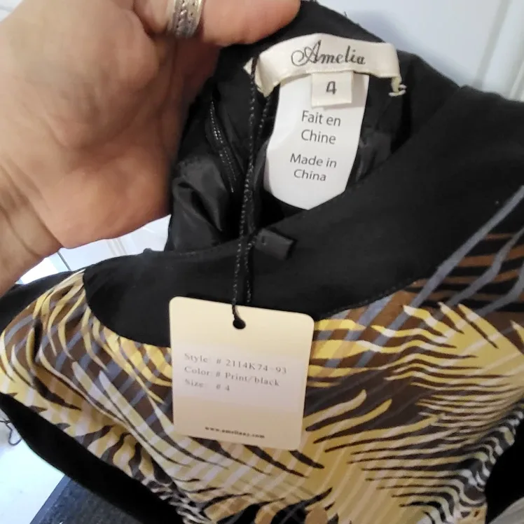 Amelia Print/Black Dress - Size 4 image indicator(4)