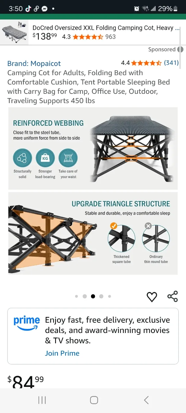 Folding Camping Cot brand new image indicator(4)