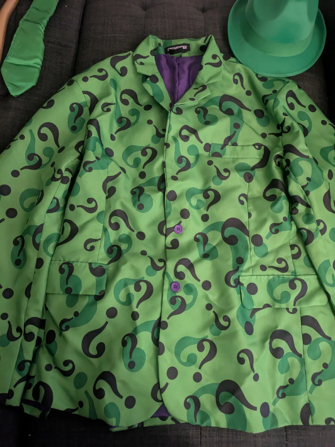 The Riddler Costume - Jacket, Pants, Hat, Cane, Tie Bow Tie image indicator(2)