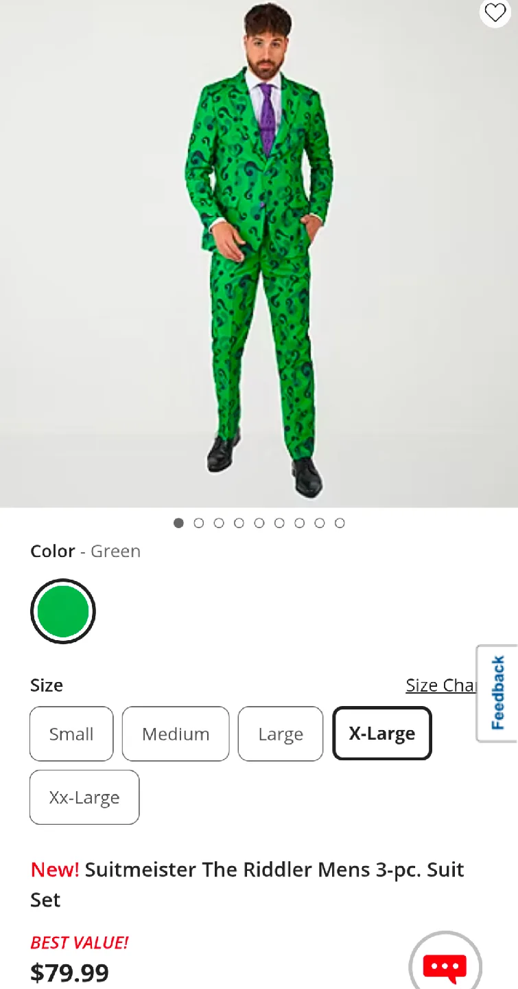 The Riddler Costume - Jacket, Pants, Hat, Cane, Tie Bow Tie image indicator(8)