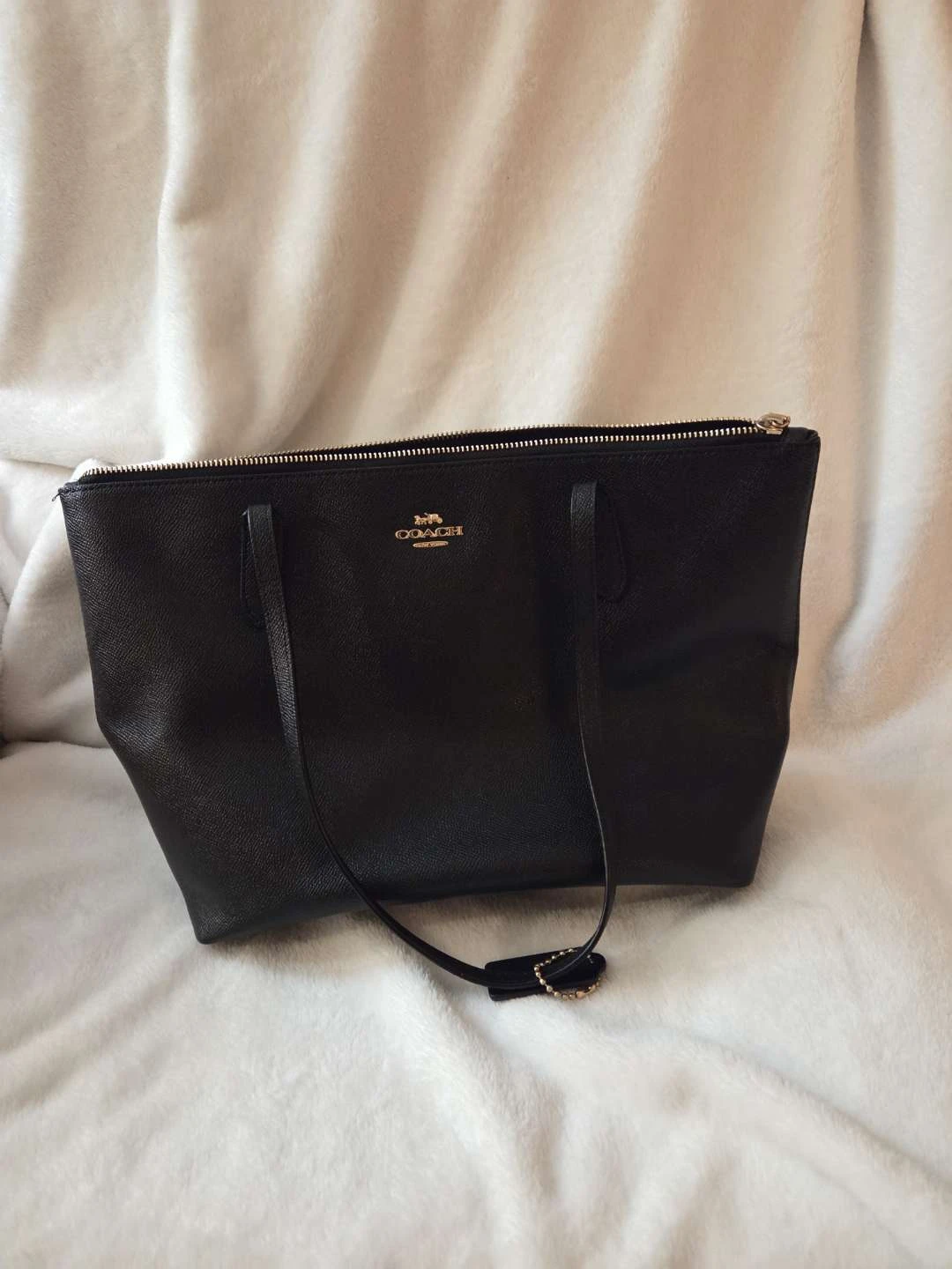 Vintage Coach Black Leather Tote Bag