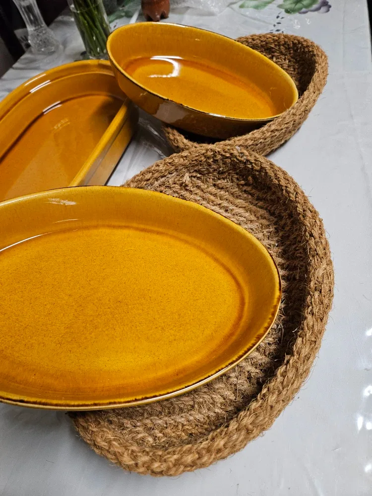 Verre Pyrex France Yellow Oven Dishes Set image indicator(2)