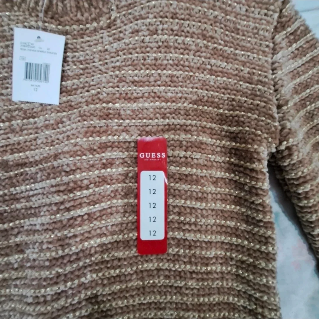 Guess Light Brown & Gold Sweater With Tags - Size 12 Girls image indicator(2)