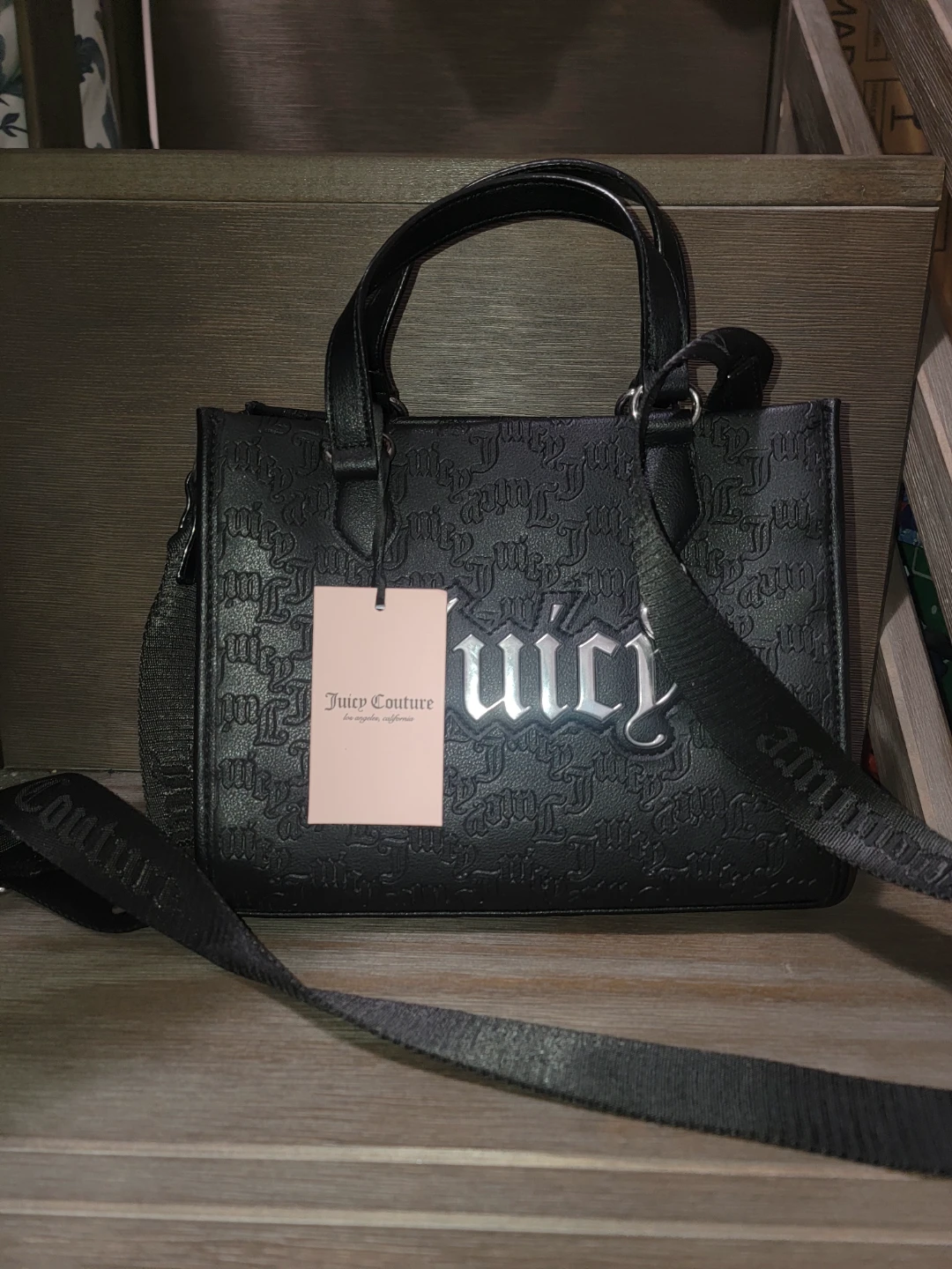 Juicy Couture Black Embossed Tote Bag