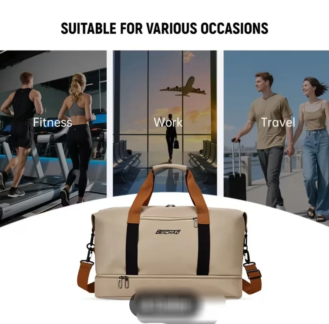 NEW Large Capacity Unisex Duffle Bag, Grey image indicator(4)