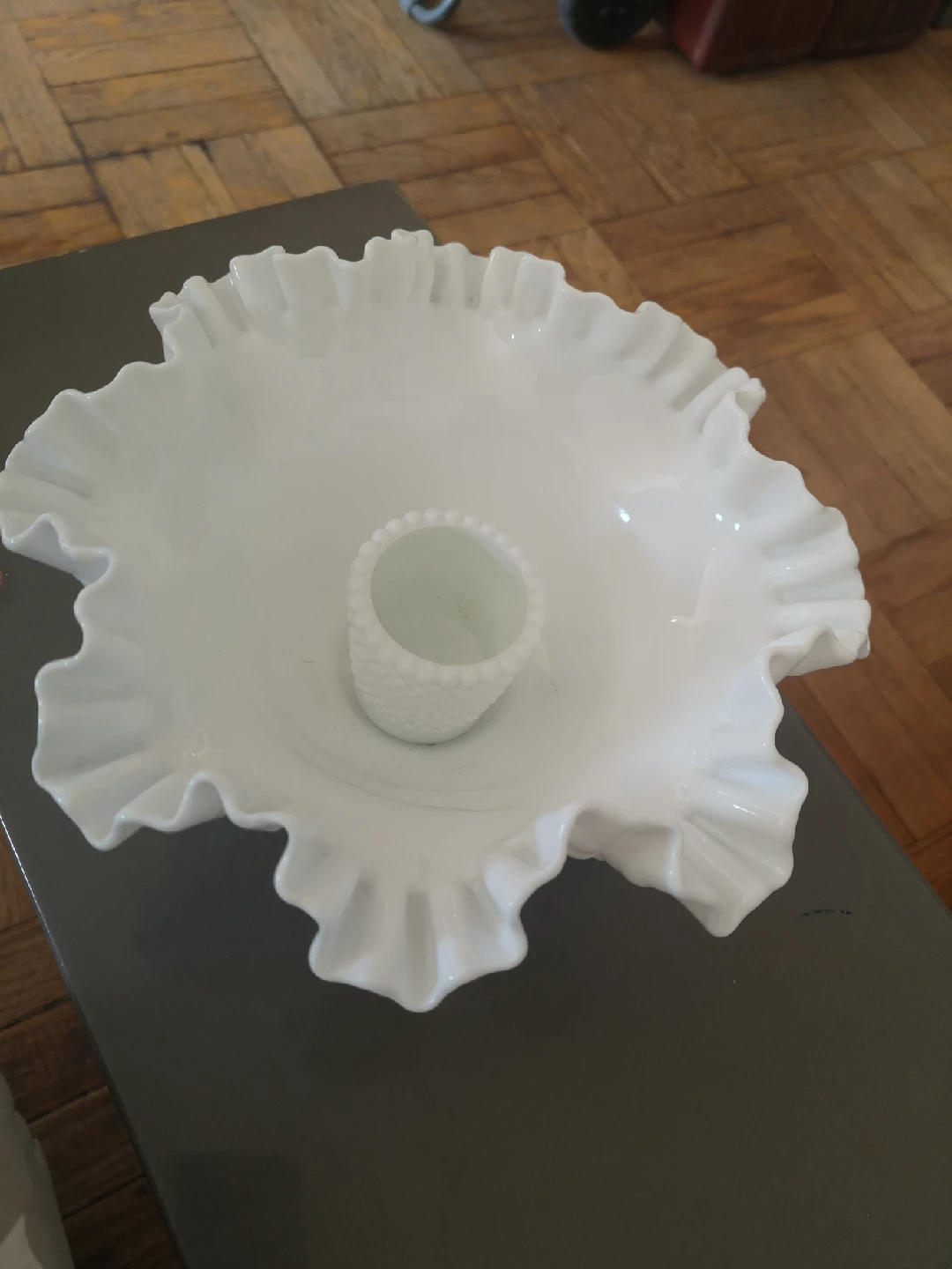 Vintage Milk Glass Compote Bowl