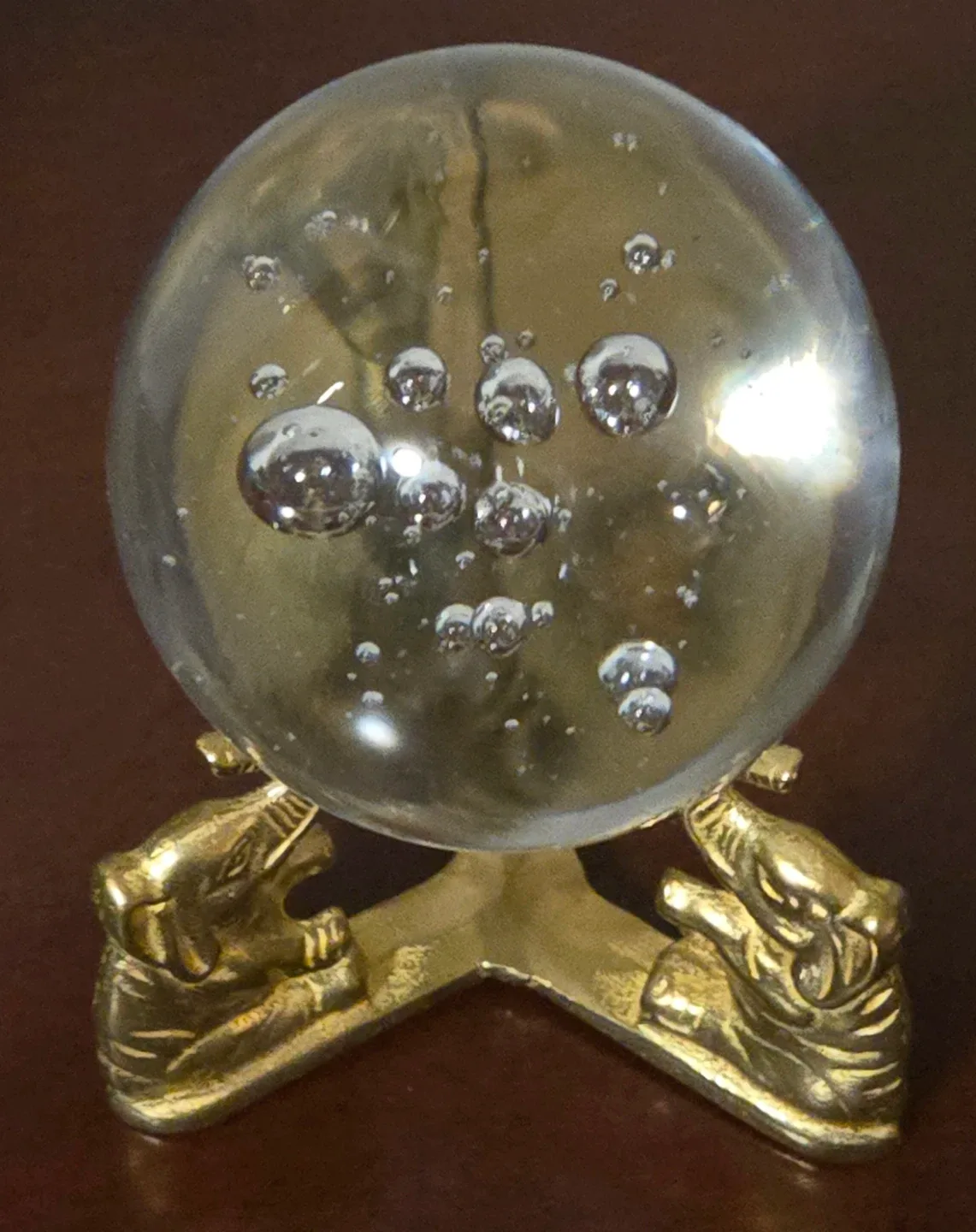 Vintage Brass Elephant Crystal Ball Holder. image indicator(4)