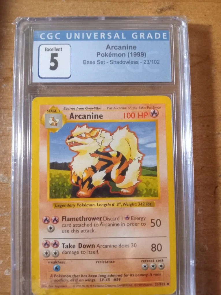 CGC ARCANINE POKEMON 1999 BASE SET SHADOWLESS 23/102