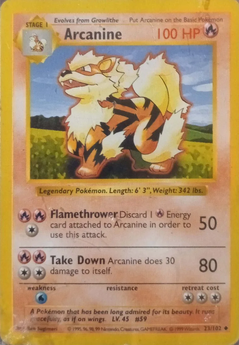 CGC ARCANINE POKEMON 1999 BASE SET SHADOWLESS 23/102 image indicator(3)