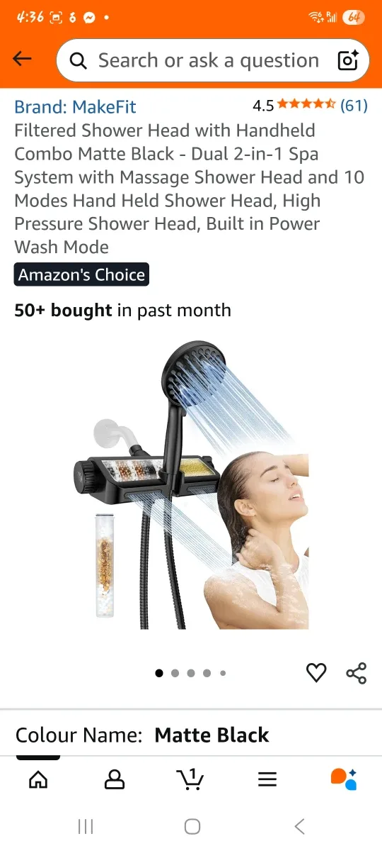 MakeFit Filtered Shower Head - Matte Black