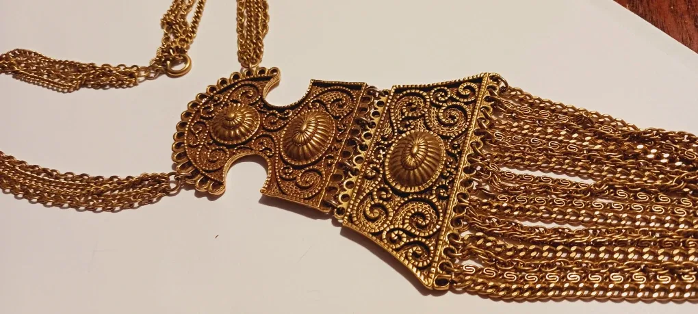 Vendome Vintage Gold Filigree Ornate Multi Chain Necklace image indicator(3)