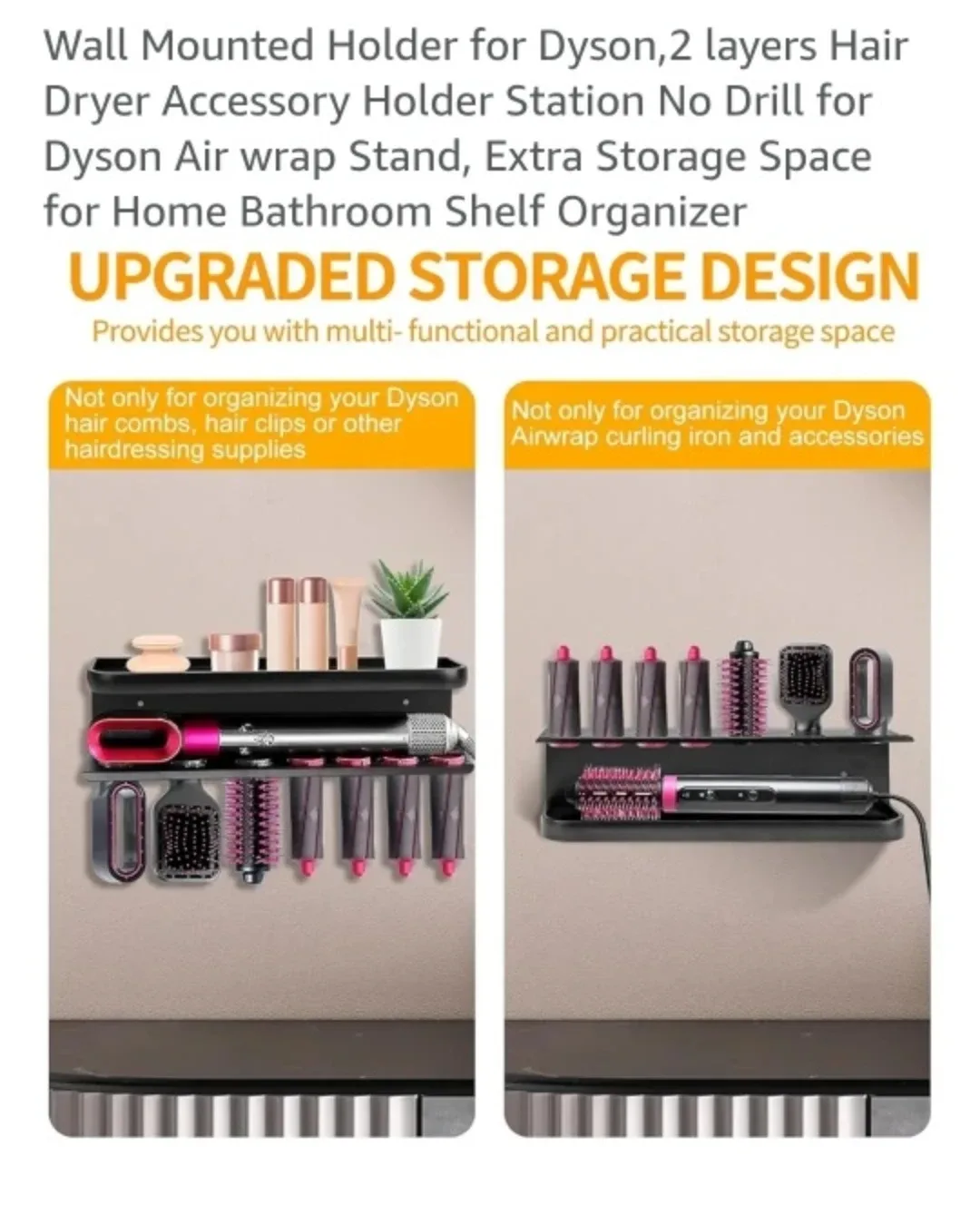 BRAND NEW Wall Mounted Holder for Dyson Airwrap - Black image indicator(3)