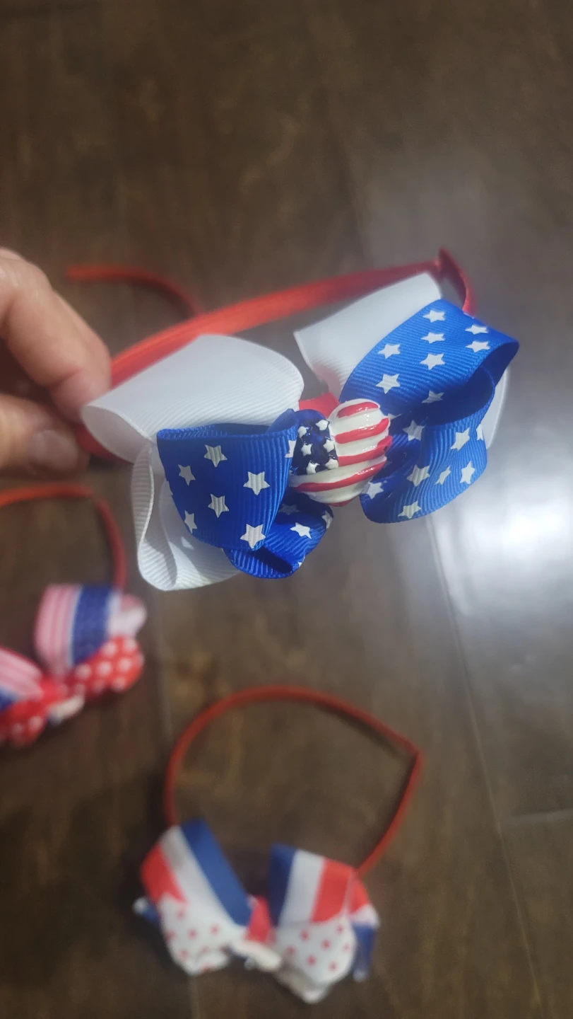 Headband,American Flag Bow Headband,Patriotic - photo 3