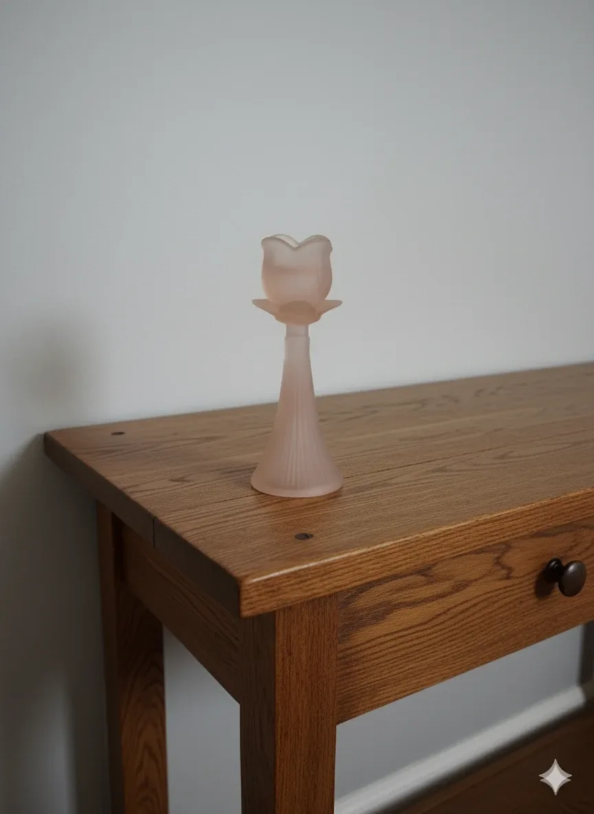 Pink Glass Candlestick Holder image indicator(3)