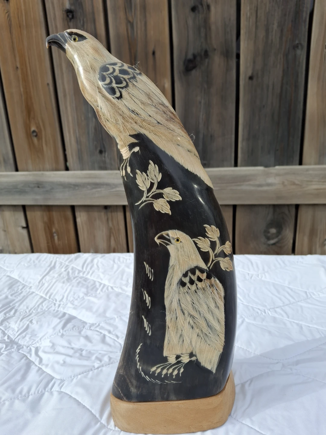Vintage Carved Horn Eagle Figurine