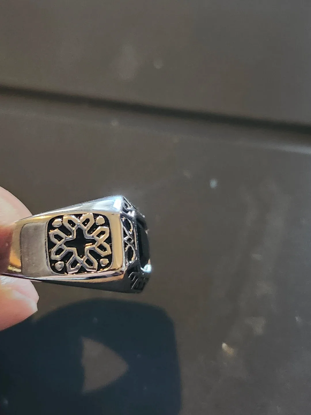 S925 Silver Ring with Black Stone image indicator(4)