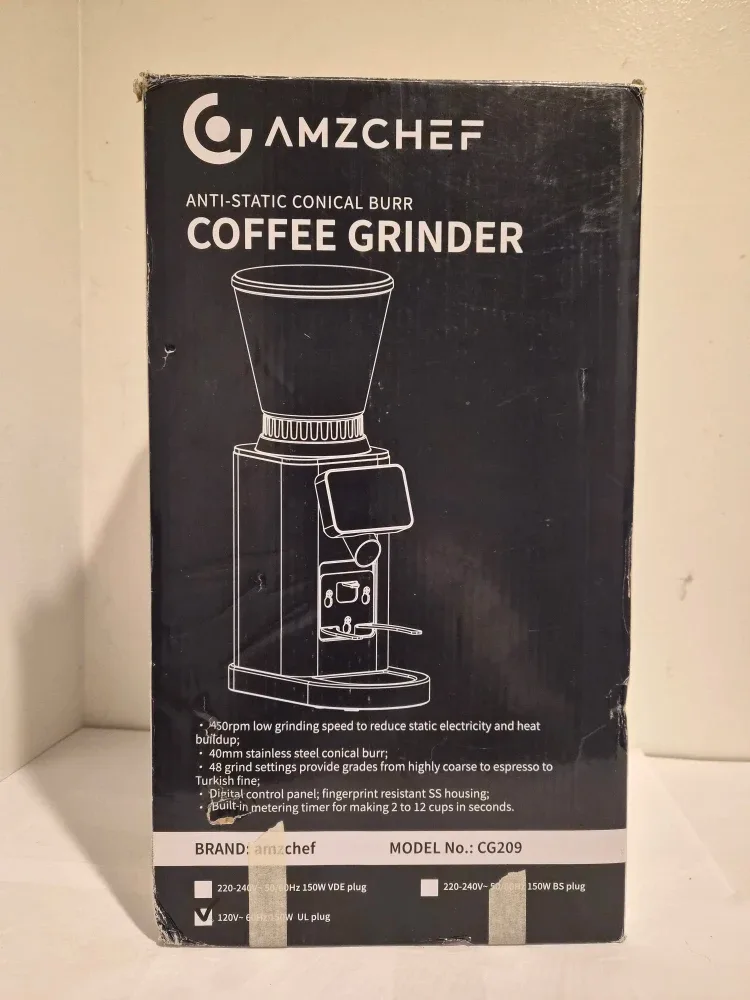Amzchef CG209 Anti-Static Conical Burr Coffee Grinder - New