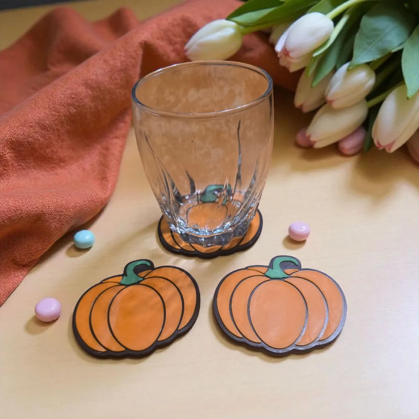 Pumpkin Coasters set  3pcs