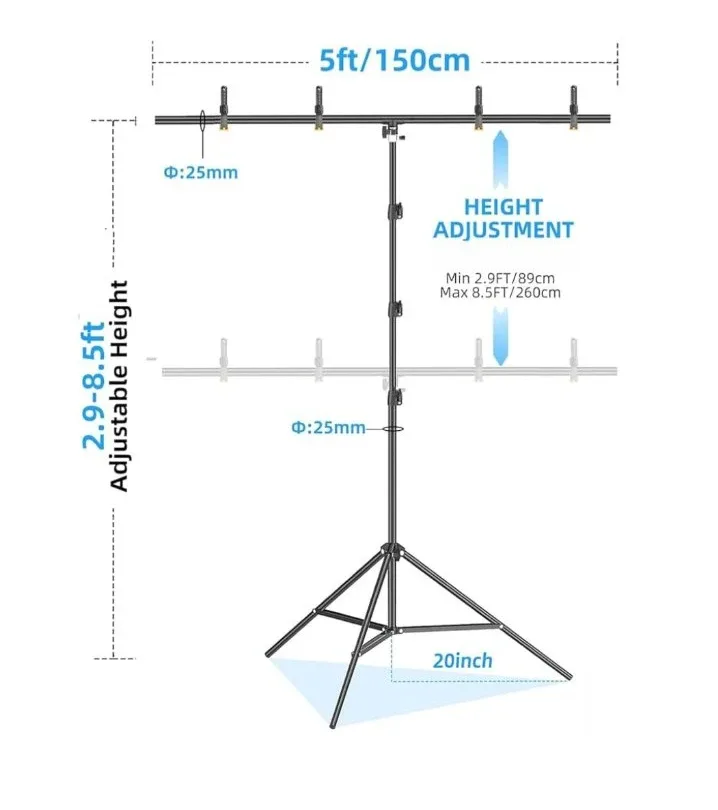 Emart Backdrop Stand 8.5x5ft with Clamps & Bag image indicator(2)