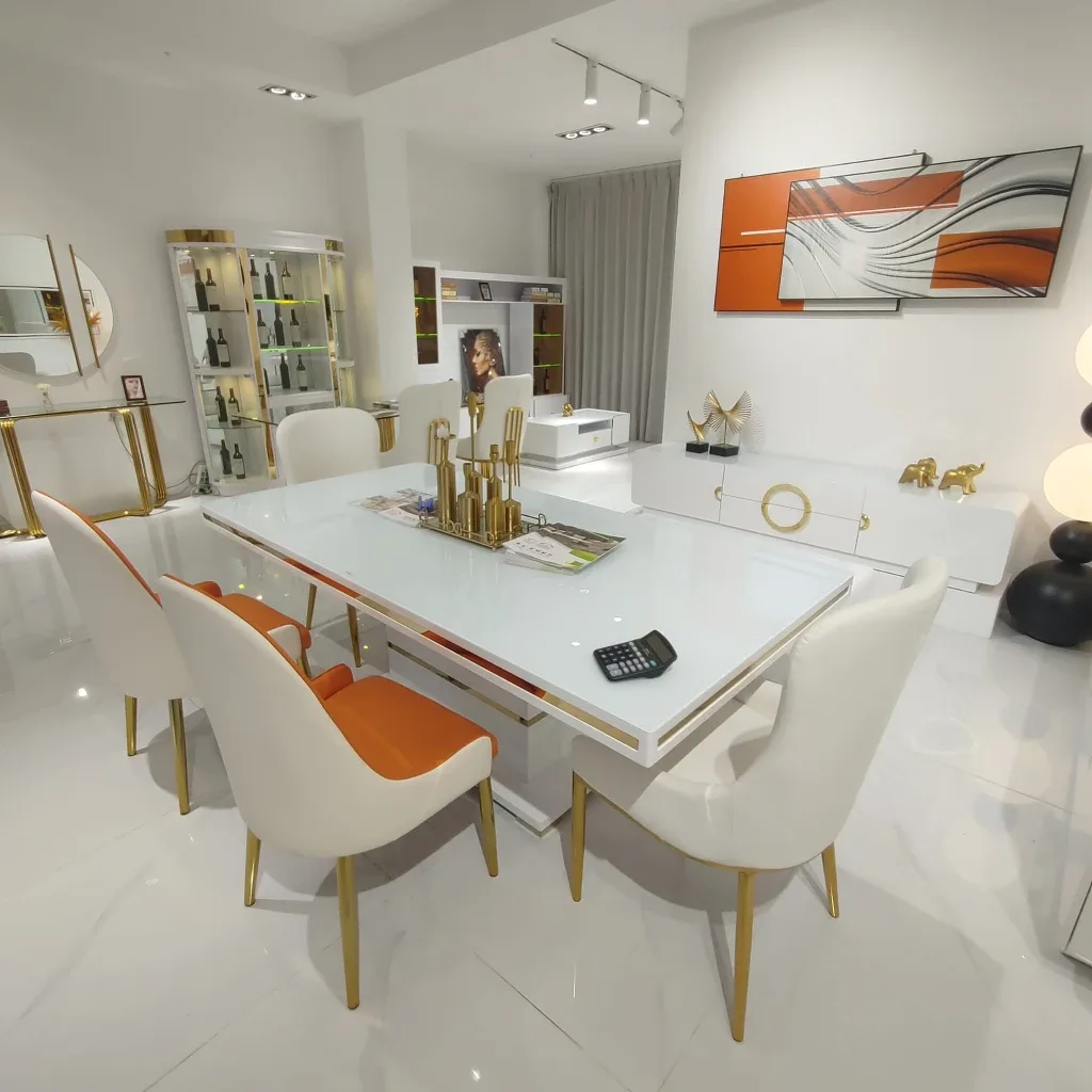 Dining Table Set - White & Orange