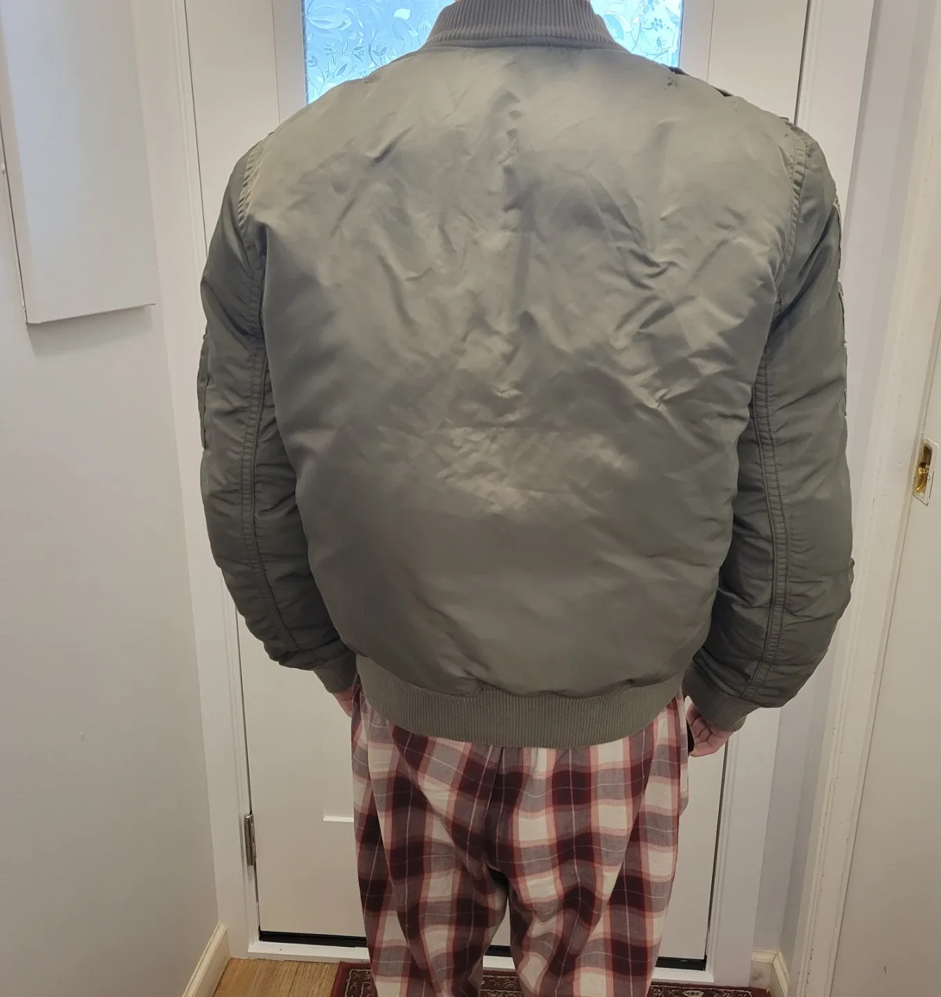 Olive Green Bomber Jacket with Patches image indicator(6)