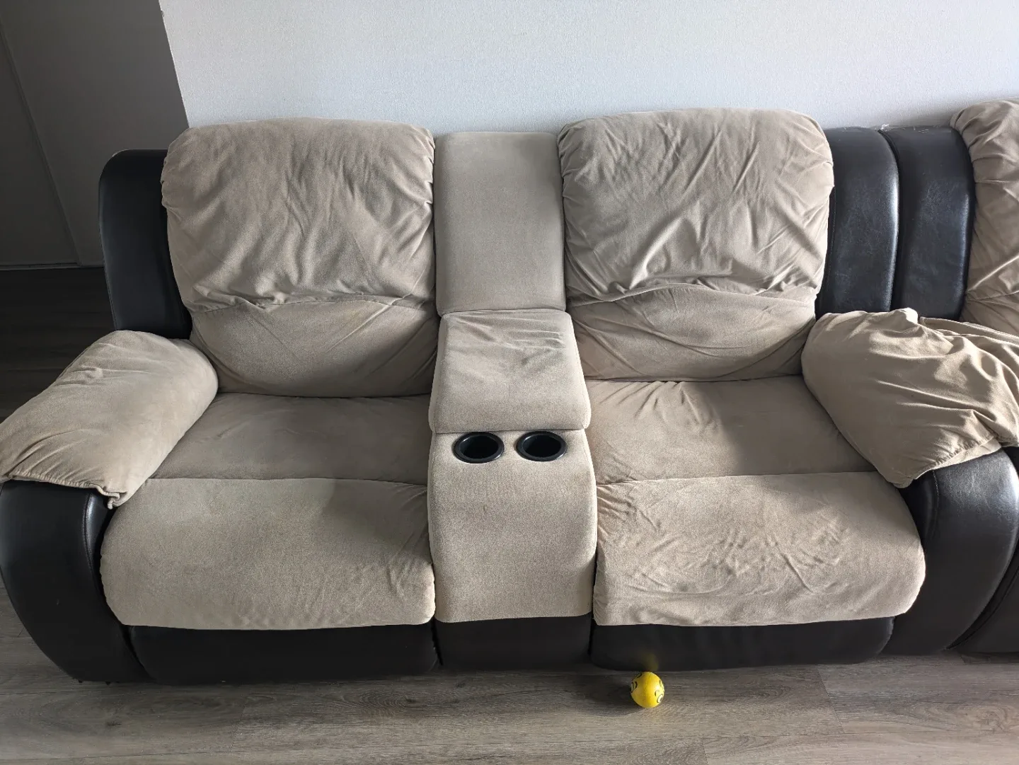 Beige & Brown Reclining Sofa image indicator(2)