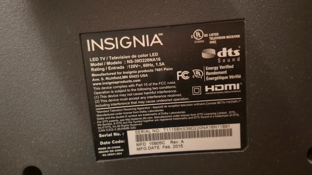 Insignia NS-39D220NA16 39" LED TV image indicator(3)