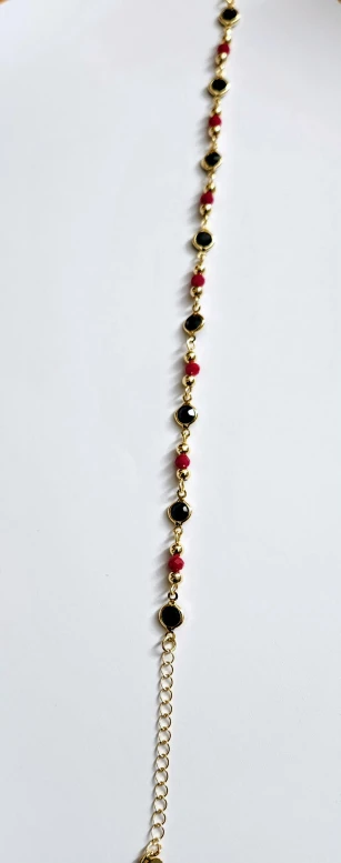 Trendy Gold Anklet with Black & Red Accent Beads – Adjustable - photo 4