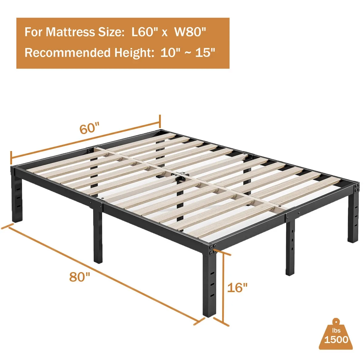 Metal Platform Bed Frame Queen image indicator(2)
