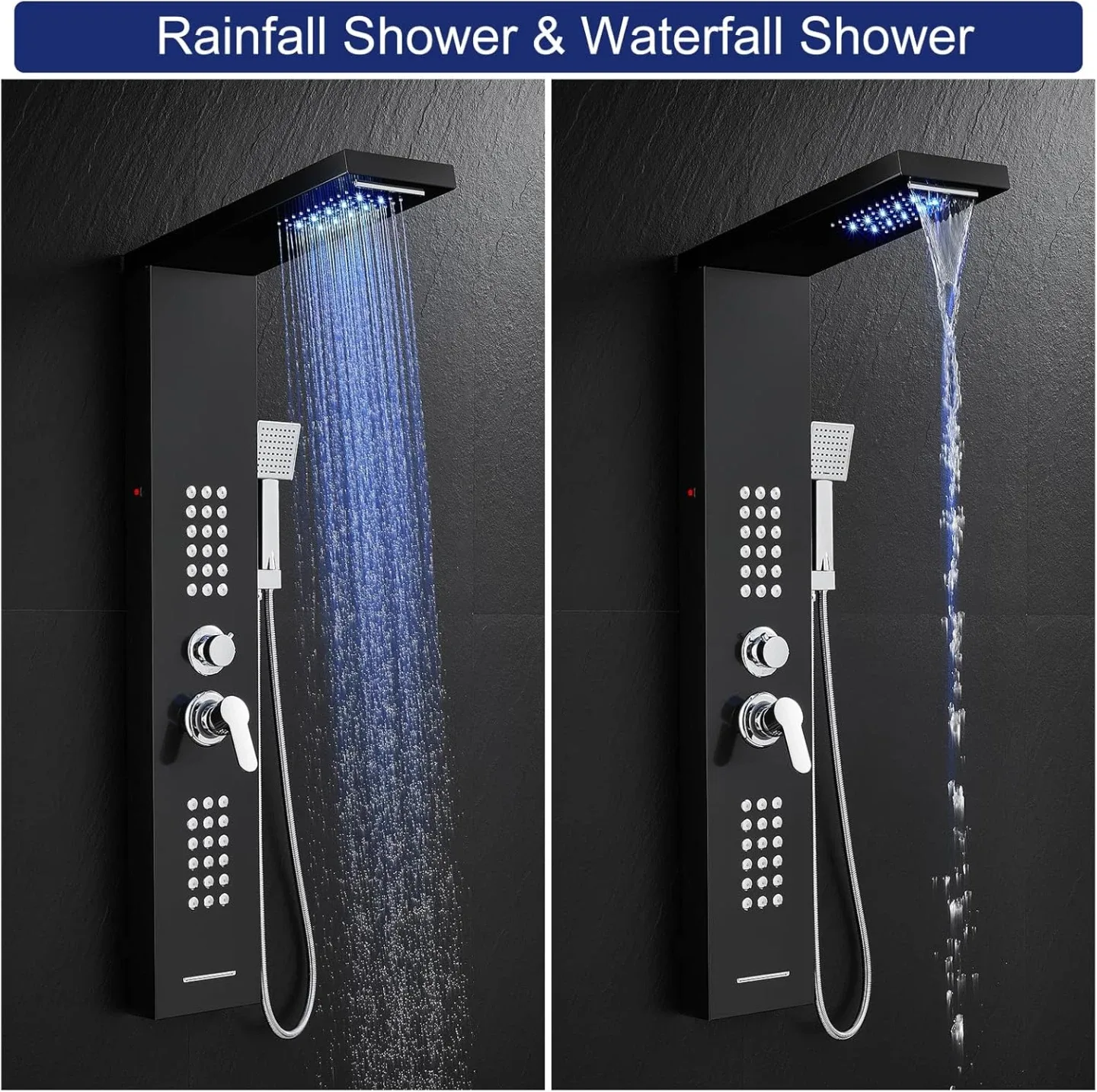 Brand New Black Rainfall Shower Panel For Sale 🥕 image indicator(3)