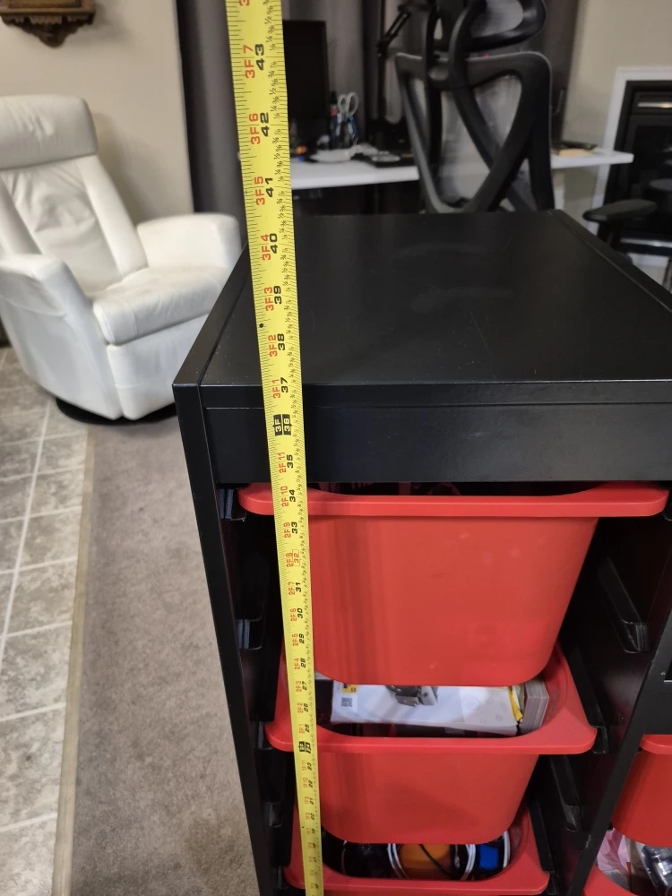 Black Storage Shelf with Red Bins - photo 3
