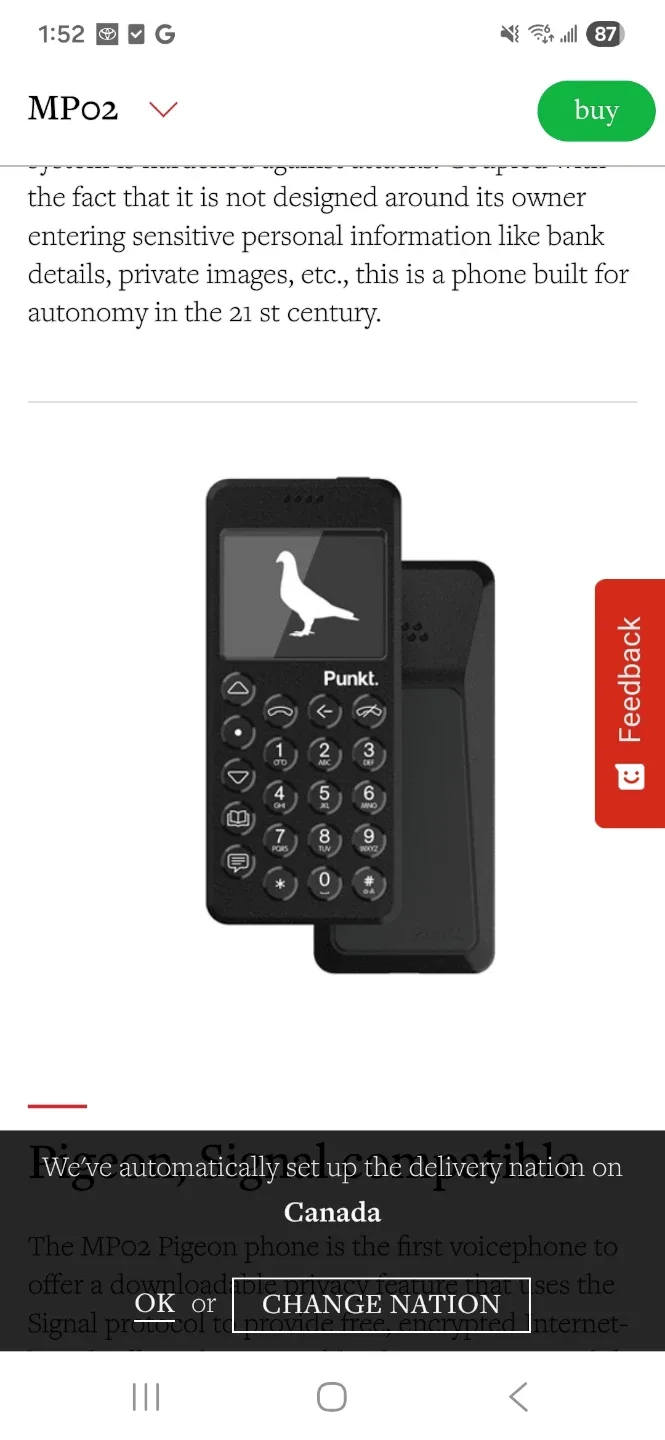 Punkt. MP02 Minimalist Mobile Phone - Black image indicator(3)