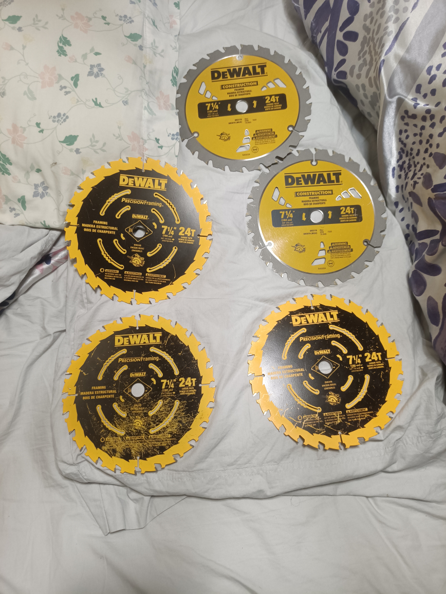 new dewalt 24t 7 1/4 inch saw blades 5 each