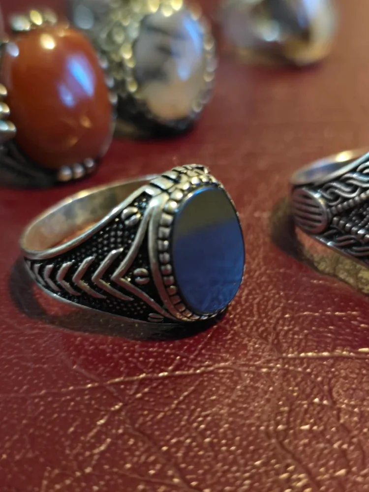 natural agate stone with 925 Silver Rings image indicator(9)