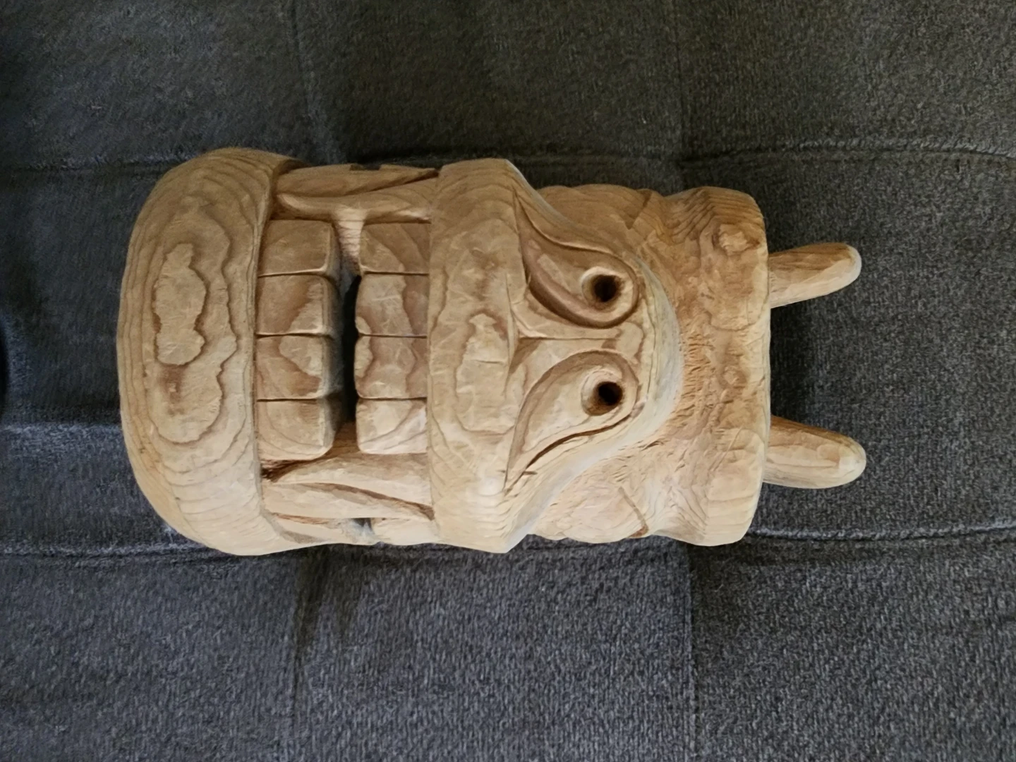 Wooden Carved Face Sculpture - photo 2